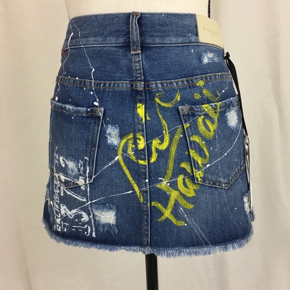 Graffiti Denim Mini Skirt - Picture 6 of 6